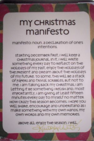 Kim's Christmas Manifesto